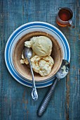 Vanilla ice cream with maple syrup