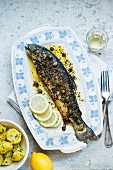 Fried trout with capers and parsley potatoes