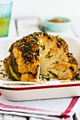 Spicy roasted cauliflower, sliced