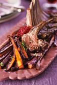 Rack of lamb with red carrots