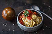 Scrambled egg with quinoa and tomatoes