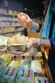 Organic eggs in a shop