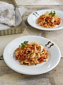 Risoni with stockfish and tomatoes