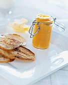 Grilled bread with homemade marmalade