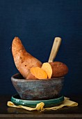 Sweet potatoes in a ceramic bowl