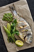 Gilthead seabream with fennel and parsley pesto