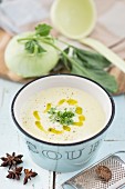 Cream of kohlrabi soup with cress