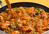 Chicken curry with tomatoes, onions and green peppers