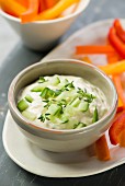 Hummus with cucumber and thyme