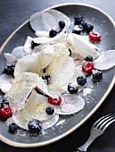 Turnip salad with berries and cheese
