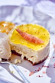 A summer cheesecake, sliced