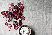 Beetroot chips with a horseradish dip