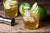 A cocktail made from rum, maple syrup, Angostura and freshly pressed Granny Smith juice