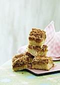 Coconut cake, sliced and stacked