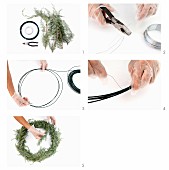 Making a wreath from wire and twigs