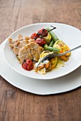 Veal sweetbread with tomatoes and courgette