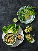 Thai-style San Choy Bow (minced meat served in lettuce leaves)