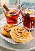 Cheese whirls and fruit punch
