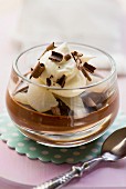Chocolate mousse with cream and grated chocolate