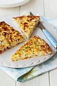 Courgette and tomato frittata, sliced