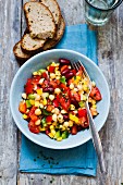 Bean and chickpea salad with peppers