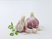 Garlic bulbs and garlic cloves