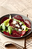 Beetroot salad with black quinoa and brebis cheese