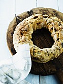 A homemade bread wreath