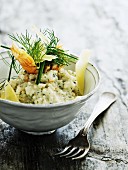 Dill risotto with prawns