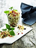 Wheat salad with pomegranate seeds