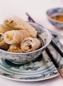 Vietnamese spring rolls with a vegetable, prawn and mushroom filling