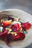 Beetroot with fermented apples and pine nuts from the 'Paradise Garage' restaurant, London, England