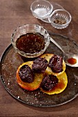 Black pudding with apples and sauce