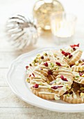 Pastries with white chocolate, cranberries and pistachios