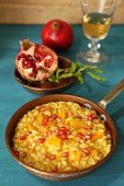 Pumpkin risotto with thyme and pomegranate