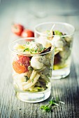 Pasta salad with anchovies and tomatoes