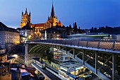 Notre Dame cathedral and the metro in Lausanne, Lake Geneva, Switzerland