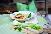 Vegetable soup with ravioli