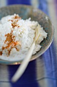 Coconut rice pudding with cinnamon