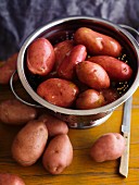 Wet potatoes in a colander