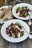 Runner bean salad with radicchio and pears
