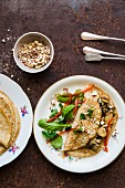 Crêpe with mushrooms and peppers