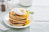 Savoury potato pancakes with a poached egg