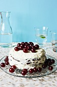 Creamy cake with sour cherries