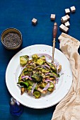 Vegetable salad with courgette and chicken