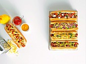 Hot dogs in different variations