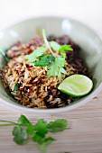 Basmati rice with minced meat and limes
