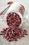 Kidney beans in an overturned jar