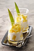 Pineapple cream with pieces of pineapple