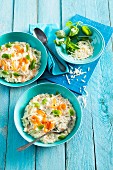 Basil risotto with smoked salmon
